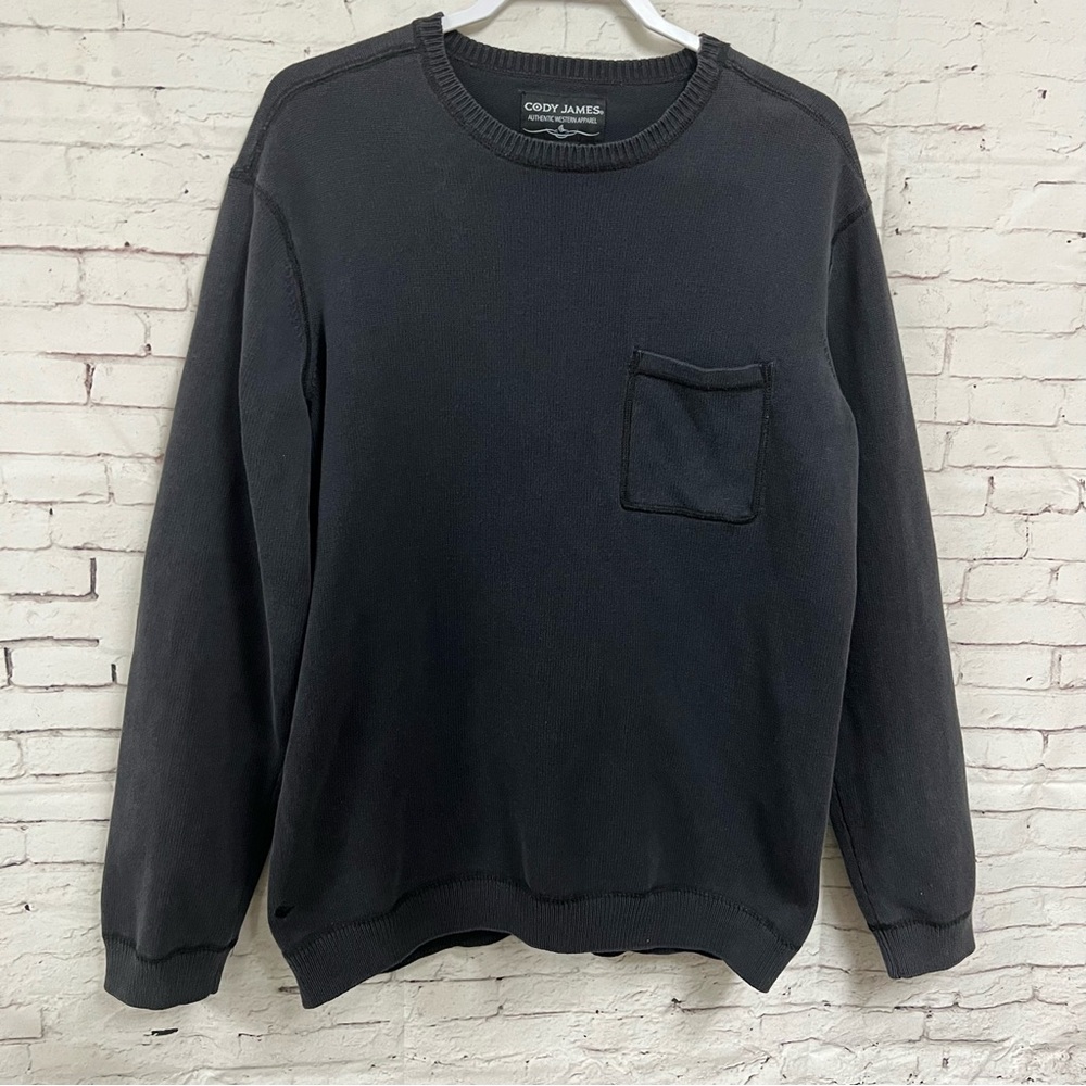 Cody James Men XL Black Pullover Chest Pocket Sweater